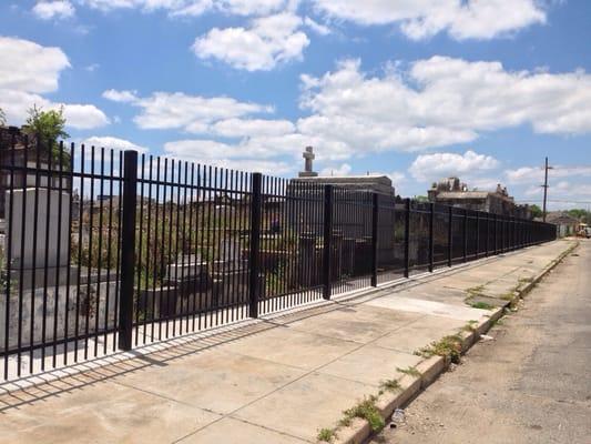 Lafayette cemetary project with Fortress ornamental steel to replace old chain link.