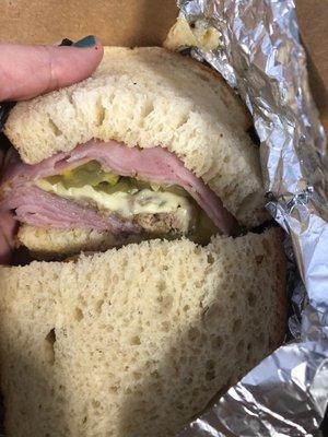 Cuban sandwich on sourdough bread