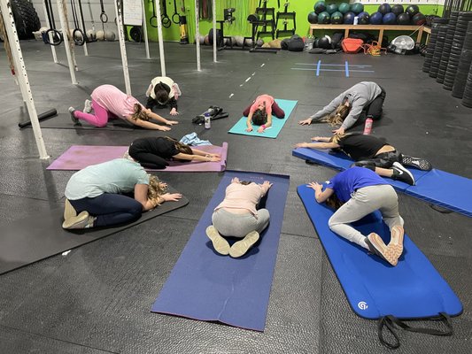 Girl Scouts earing their Fitness Badge.