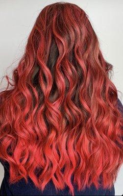 Red orange balayage