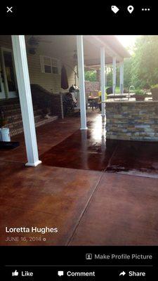 Before & after ceiling concrete floors with a solvent sealer.