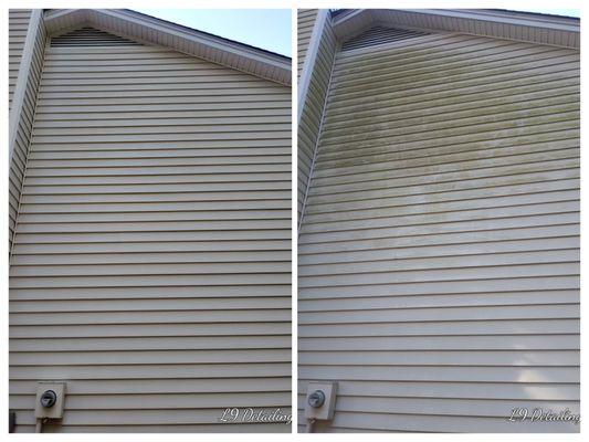 Exterior house cleaning vinyl siding.