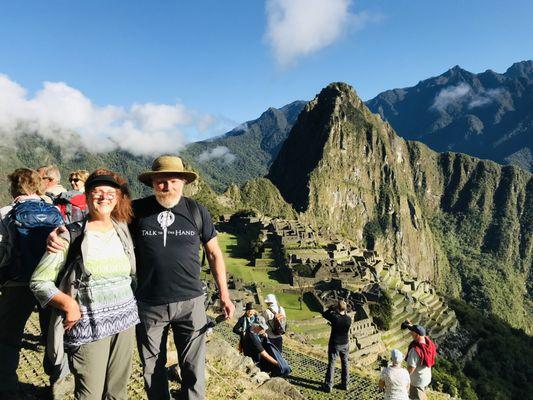 Machu Picchu Peru with hubby. I'm wearing anti theft pants