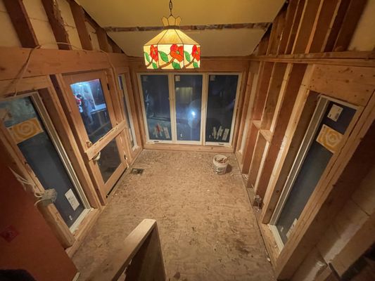 porch with new windows and doors installed