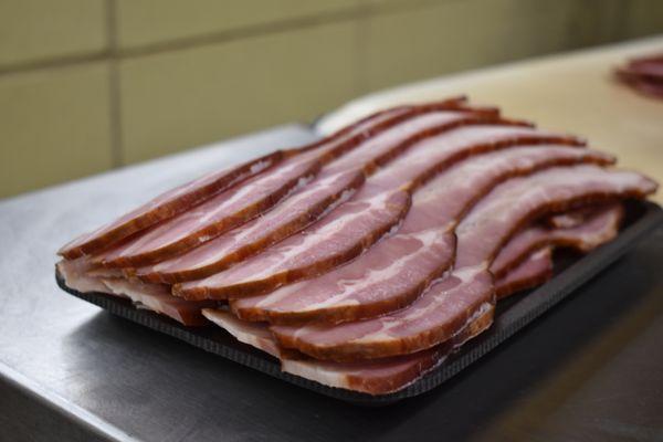 Our world-famous bacon smoked in-house!