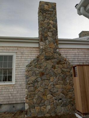 Stone chimney.