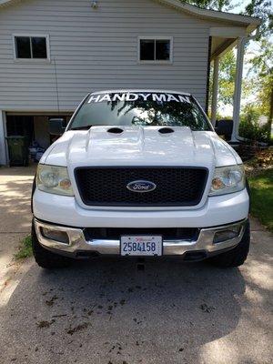 New lettering on the work truck