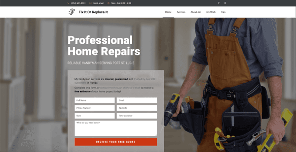 Website creation and SEO set-up for a local Handyman