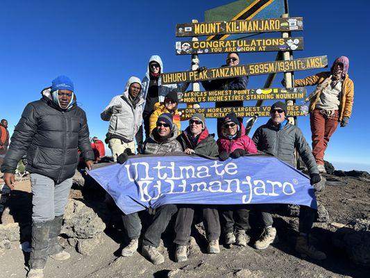 We reached the Uhuru Peak Summit of Mount Kilimanjaro, the highest point in Africa, with the careful support of Ultimate Kilimanjaro