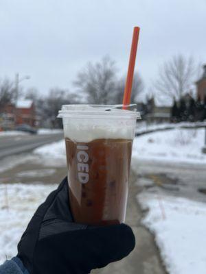 Never too cold for iced coffee