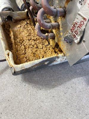 Rusted and leaking drain pan