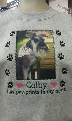 Personalized photo shirts.  Customized any way you want.  Great to show off your pets, kids, grandchildren or anything you'd like!