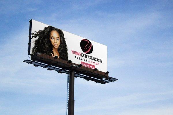 Billboard Design for Yummy Extensions, a hair retail company in the US