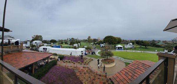 the view of the golf course from the clubhouse