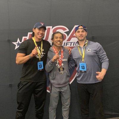 At the 2019 Masters World Cup with our Legendary Weightlifting Athletes, Audi and Justin!