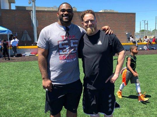 MKGD Head Coach Kurt Cornwell coaching self defense with NFL Superbowl winner Brandon Graham.