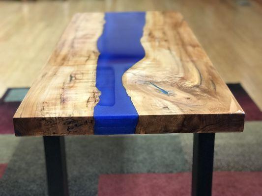 Epoxy River Table with an epoxy finish