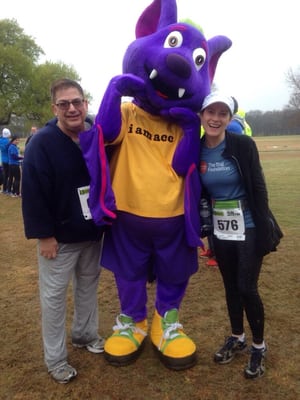 Hanging with the ACC mascot "Batsy", or whatever his name is...