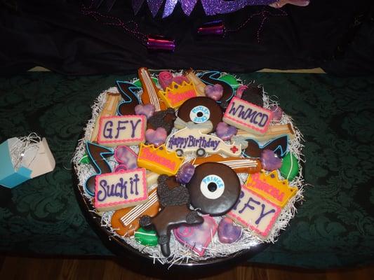 They have done mulitple cookie platters based on whatever we throw at them.  For my birthday, they did this.  FUN and Yummy!