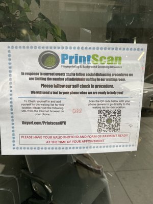 Check in instructions with QR CODE and link