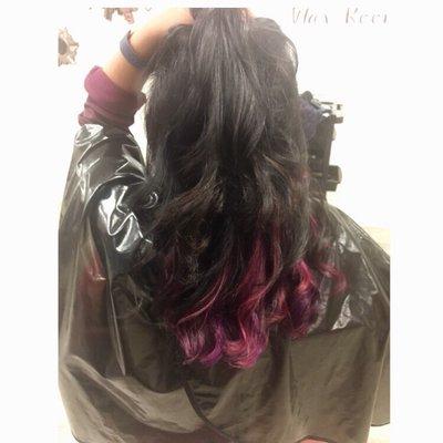 Pink and purple underneath hair