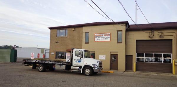 Our Flatbed Truck ready to roll out to help you.