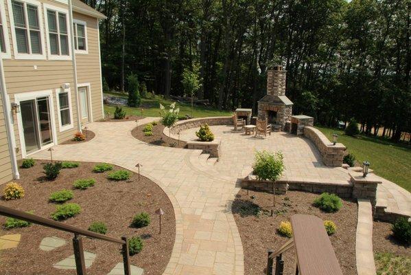 Residential Patio, Residential Chimney, Flagstone walkway, Outdoor lighting, Residential Lighting