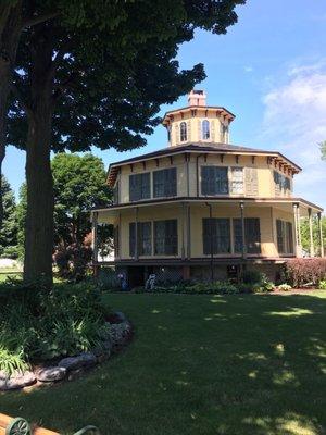 Beautiful day to sit outside the Octagon house.