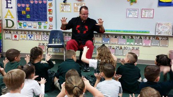 Master Dave at St. Elizabeth Ann Seton School giving an engaging and interactive cultural presentation!