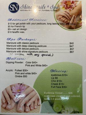 Spa Menu