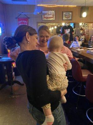 A baby at the bar?!?  How cute!