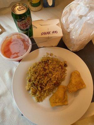 FF2. Pork Fried Rice, AP14. 8 Crab Rangoon