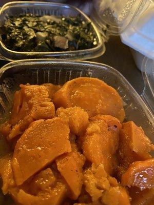 Sweet potatoes and turnip greens