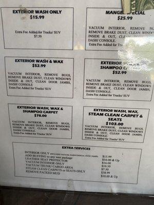 Car Cleaning Prices