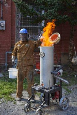 Making Art with Liquid Fire by New York artist Michael Dominick and the Manhattan Iron Project in 2015.