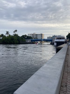 The canal on the side of the park