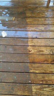 Deck being washed after only 6 months buildup