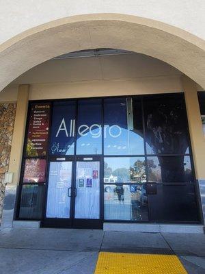 Allegro banners contain their hours, events and what they offer.