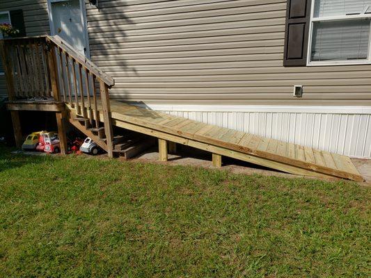 Client  wanted  a wheelchair  ramp installed  with  not too steep an incline. Loved it.