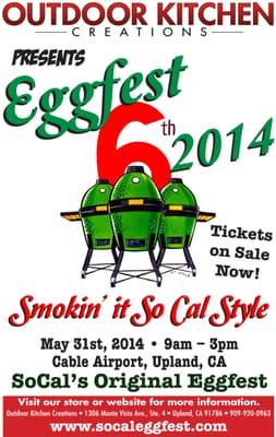 Our 6th Annual EggFest is approaching.  Tickets and Once Baked Big Green Eggs are still available.