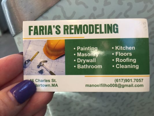 Here's his card, which shows more of the services he offers.