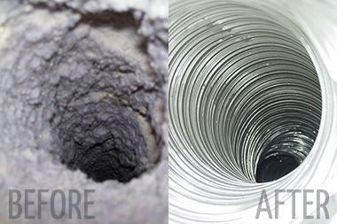 Before and after in home air duct cleaning