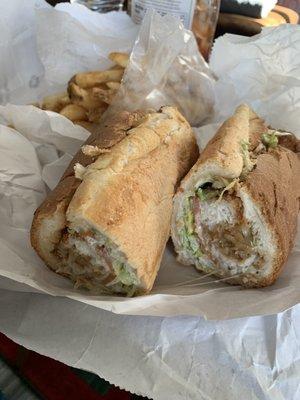 Fish sub & fries. It was Just ok. Bread was a little hard.