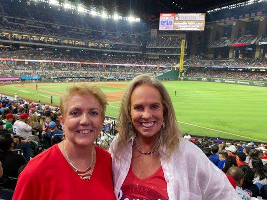 Nancy and Linda at the Ranger game.