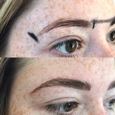 Micro-blading procedure before and after