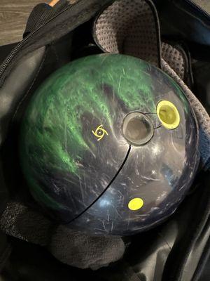 Splitting bowling ball after I brought to get cleaned.