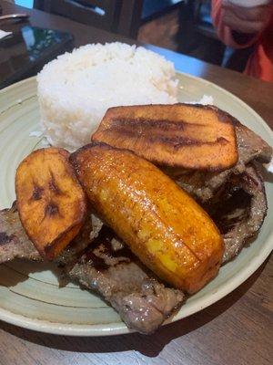 Accompanies the soup of the day - steak and maduros