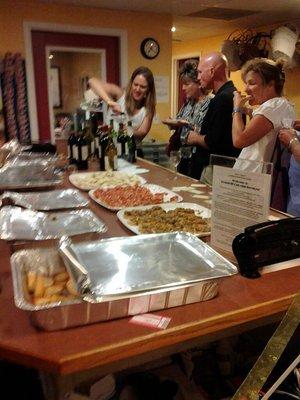 Serving food at a local wine tasting in Parker Colorado