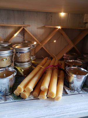 Beeswax candles for sale (made by local nuns!)