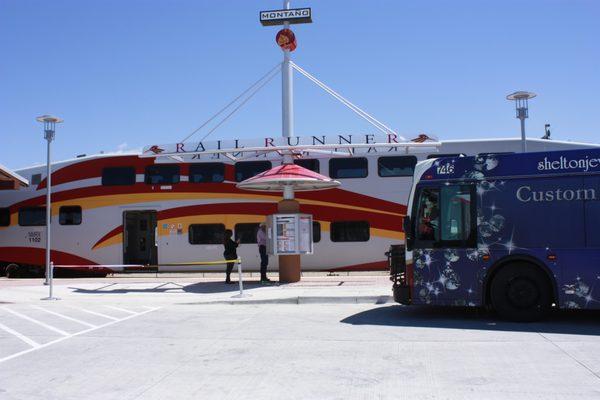 Bus at the Montaño Rail Runner Station